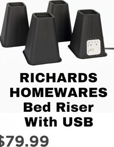 RICHARDS HOMEWARES Bed Riser With USB & Electrical Outlets